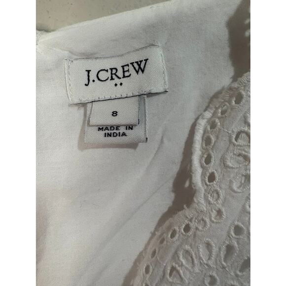 J Crew White Cotton Sleeveless Eyelet Border Dress Size 8 - Picture 4 of 9